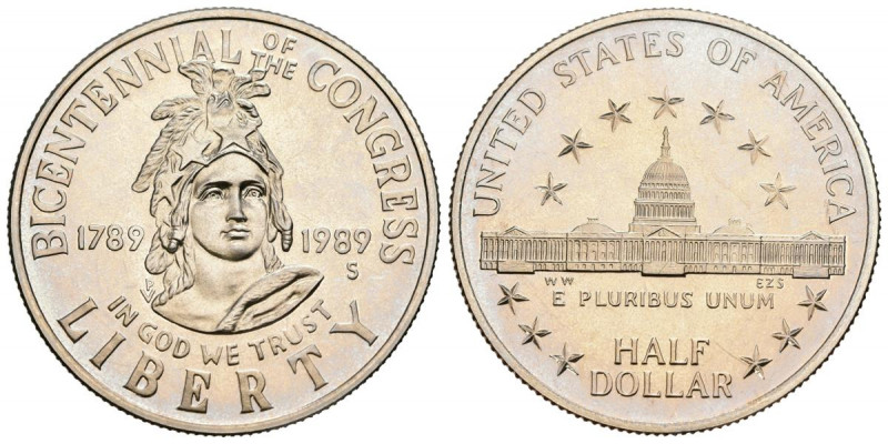 ESTADOS UNIDOS. 1/2 Dollar. (Ae.Ni. 11,31g/31mm). 1989. San Francisco S. 200 Ani...