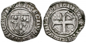 FRANCIA, Carlos VI. Blanc Guénar. (Ar. 2,86g/26mm). 1380-1422. (Dupplessy 377). MBC.