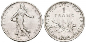 FRANCIA. 1 Franc. (Ar. 5,02g/23mm). 1902. París. (Km#844). SC-. Leve rayita en reverso.