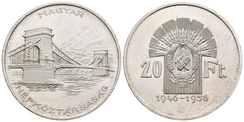 HUNGRIA. 20 Florines. (Ar. 17,22g/32mm). 1956. 10º Aniversario de la creación de...