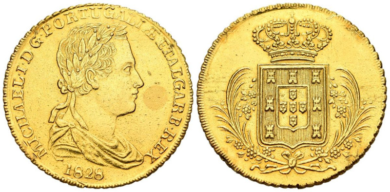 PORTUGAL. Peça (Au. 14,25g/32mm). 1828. Lisboa. Miguel I (1828-1834). (Gomes 15....