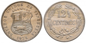 ESTADOS UNIDOS DE VENEZUELA. 12 1/2 Céntimos. (CuNi. 5,09g/23mm). 1938. Philadelphia. (Km#Y28). MBC.