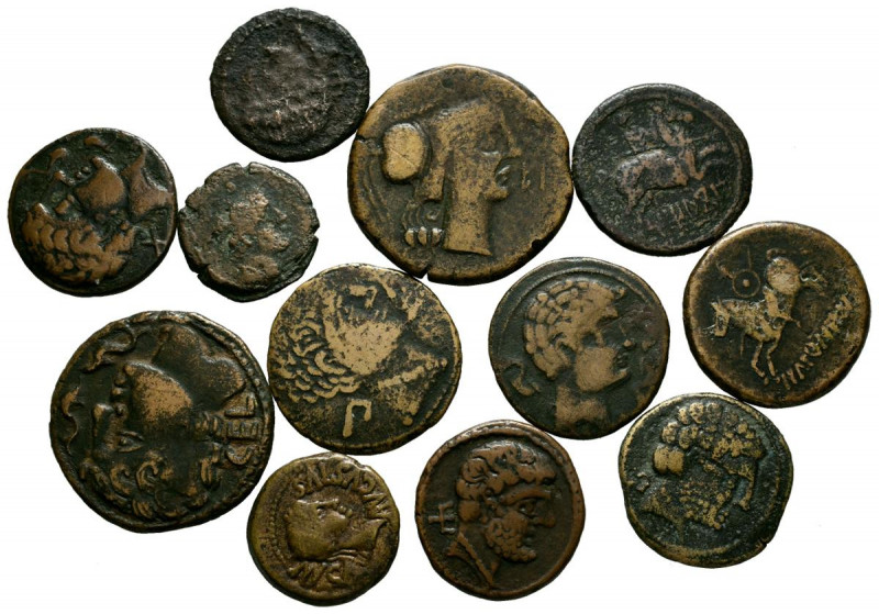 HISPANIA ANTIGUA. Lote compuesto por 12 monedas de bronce de distintas cecas ibé...