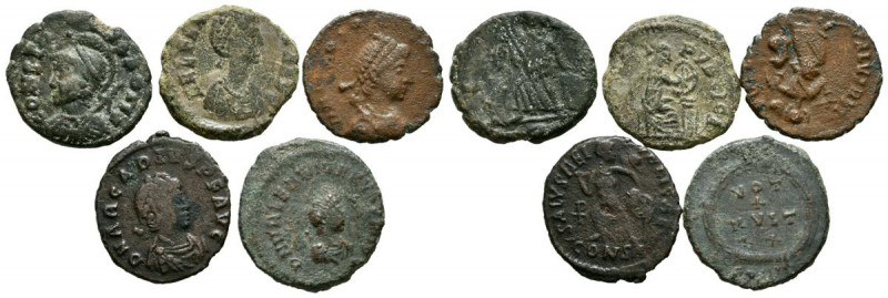 IMPERIO ROMANO. Conjunto de 5 cobres bajo imperiales de diferentes emperadores y...