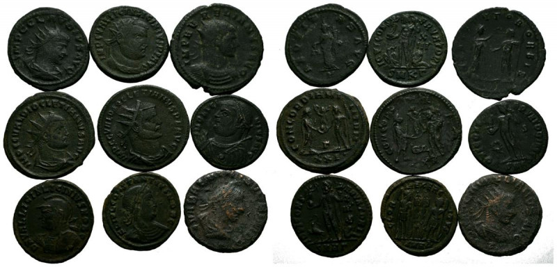 IMPERIO ROMANO. Lote compuesto por 9 bronces pequeños de distintos emperadores r...