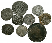 EPOCA MEDIEVAL. Conjunto de 8 monedas medievales de distintos reyes y cecas. Incluye una pieza de 25 Céntimos de Real de 1860. Diferentes estados de c...
