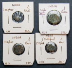 INDIA. Lote de 4 monedas de los siglos XVII, XVIII, XIX y XX. Valores de 1 Paisa, 1 Kori y 1 Cash. Diferentes estados de conservación. A EXAMINAR.