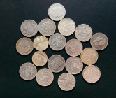Interesante conjunto formado por 18 monedas de plata de módulo grande de las cuales 9 corresponden a monedas de 1 Dollar tipo Morgan de Estados Unidos...