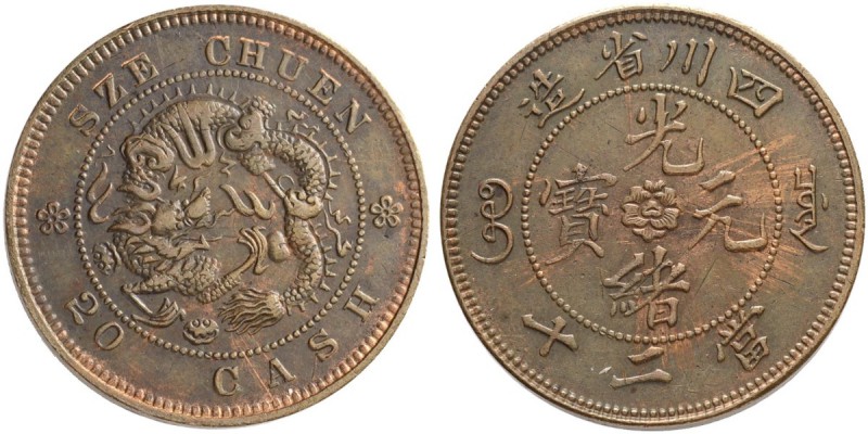 CHINA
Kaiserreich. Szechuan Provinz. 20 Cash o. J. (1903-1905). Probe / Pattern...
