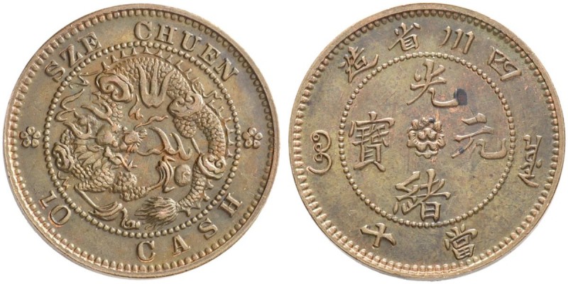 CHINA
Kaiserreich. Szechuan Provinz. 10 Cash o. J. (1903-1905). Probe / Pattern...