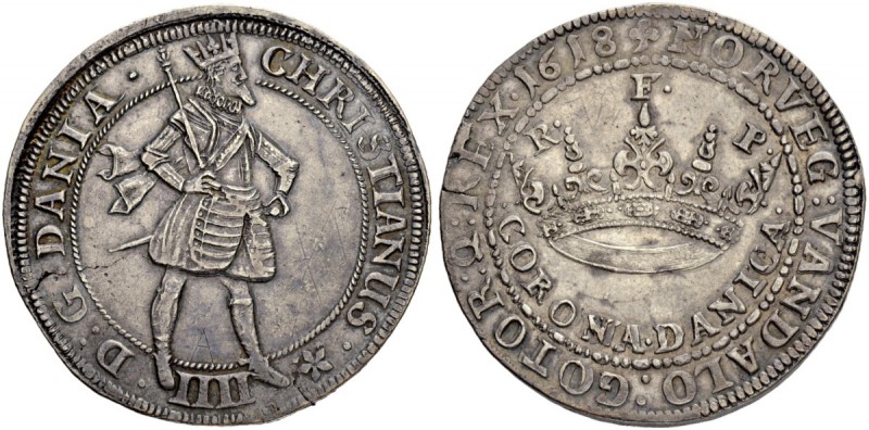 DÄNEMARK
Christian IV. 1588-1648. 2 Kroner 1618, Kopenhagen. 37.57 g. Dav. 105 ...