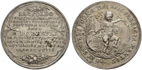 DEUTSCHLAND
Anhalt-Dessau, Herzogtum. Johann Georg II. 1660-1693. Silbermedaille 1677. Auf das erste Lebensjahr des Prinzen Leopolds. Unsigniert. Sch...