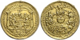 DEUTSCHLAND - Erzgebirge
Vergoldete Silbergussmedaille 1562. Unsigniert, Stempel von Nickel Milicz oder seiner Werkstatt. Unter einem von zwei Säulen...