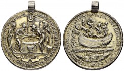 DEUTSCHLAND - Erzgebirge
Vergoldete Silbergussmedaille 1567. Unsigniert, Stempel von Nickel Milicz oder seiner Werkstatt. Christus und die Jünger im ...