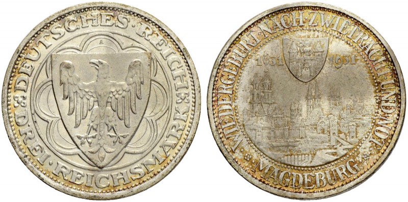 DEUTSCHLAND
Weimarer Republik. 3 Reichsmark 1931 A, Berlin. 300. Jahrestag des ...