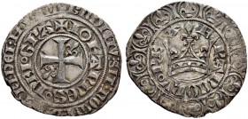 FRANKREICH
Königreich und Republik. Jean II. le Bon, 1350-1364. Gros blanc à la couronne o. J. (26.3.1357). 2.74 g. Duplessy 303. Ciani 385. Knapper ...