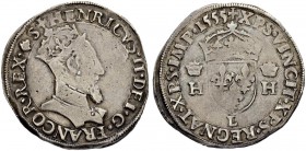 FRANKREICH
Königreich und Republik. Henri II. 1547-1559. Teston o. J., Bayonne. 9.37 g. Duplessy 981. Ciani 1264. Sehr schön / Very fine. (~€ 130/~US...