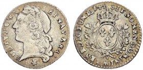 FRANKREICH
Königreich und Republik. Louis XV. 1715-1774. 1/20 Ecu au bandeau 1744 AA, Metz. 1.51 g. Gadoury 284. Selten / Rare. Gutes sehr schön / Go...