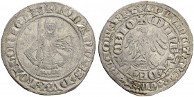 FRANKREICH
Lothringen, Herzogtum. Jean I. 1346-1390. Groschen o. J., Nancy. 3.05 g. Flon 413,10 (dieses Exemplar). Von grösster Seltenheit / Of the h...