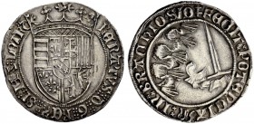 FRANKREICH
Lothringen, Herzogtum. Rene II. 1473-1508. 2 Groschen (Plaque) o. J. (nach 1496), Nancy. 3.55 g. Flon 566,36 var. Vorzüglich / Extremely f...