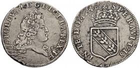 FRANKREICH
Lothringen, Herzogtum. Leopold I. 1690-1729. Doppelter Teston 1718, Nancy. 18.32 g. Flon 905,110. Justiert and Schrötlingsfehler / Adjustm...