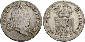 FRANKREICH
Lothringen, Herzogtum. Leopold I. 1690-1729. Léopold d'argent 1725, Nancy. 20.23 g. Flon 917,147. Hübsche Patina / Attractive patina. Fast...
