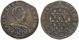 FRANKREICH
Phalsbourg und Lixheim, Fürstentum. Henriette von Lothringen, 1610-1635. 2 Tournois 1633. 2.56 g. Flon 811,12. Kleines Zainende / Minor ed...