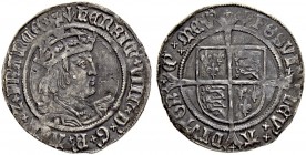 GROSSBRITANNIEN
Königreich. Henry VIII. 1509-1547. Groat o. J. (1509-1526), London. Münzzeichen Pfeil (pheon). 2.74 g. Seaby 2337 E. Dunkle Patina / ...