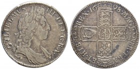 GROSSBRITANNIEN
Königreich. William III. 1694-1702. 1/2 Crown 1698, London. DECIMO. Seaby 3494. PCGS VF30. (~€ 130/~US$ 160)