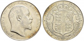 GROSSBRITANNIEN
Königreich. Edward VII. 1901-1910. 1/2 Crown 1906, London. 14.09 g. Seaby 3980. Vorzüglich / Extremely fine. (~€ 85/~US$ 105)