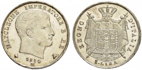 ITALIEN
Königreich. Napoleone I. 1805-1814. 1 Lira 1814 M, Mailand. 5.05 g. Pagani 47a. FDC / Uncirculated. (~€ 130/~US$ 160)