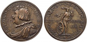 ITALIEN
Bracciano. Paolo Giordano II. Orsini, 1591-1656, Graf von Anglia. Bronzemedaille 1635. Auf den Numismatiker und Musikfreund. Stempel von J. J...