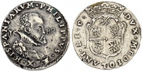 ITALIEN
Mailand. Filippo II. 1556-1598. Mezzo scudo 1588. 15.91 g. MIR 314/7. Sehr schön / Very fine. (~€ 215/~US$ 265)