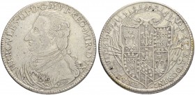 ITALIEN
Modena. Ercole III. d'Este, 1780-1796. Tallero 1796. 27.82 g. MIR 855. Dav. 1394. Sehr schön / Very fine. (~€ 255/~US$ 315)