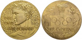 JAPAN
Hirohito, 1926-1989. Bronzemedaille 1964. Auf die 18. Olympischen Spiele in Tokyo. Signatur I&KGP. Vergoldet. 60 mm. 94.80 g. Gadoury/Vescovi 8...