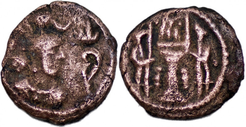 SASANIAN EMPIRE. Yazdgard I. AD 399-420. AE Pashiz (1.71g, 14 mm). No mint. Bust...