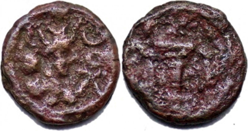 SASANIAN EMPIRE, Vahram V (Varahran), AD. 420-438. Æ Pashiz (1.64g/ 13mm). Vahra...