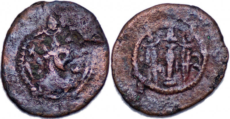 SASANIAN Empire, Peroz I, AD 459-484, First region. AE Pashiz, GW (Gurgan) mint....