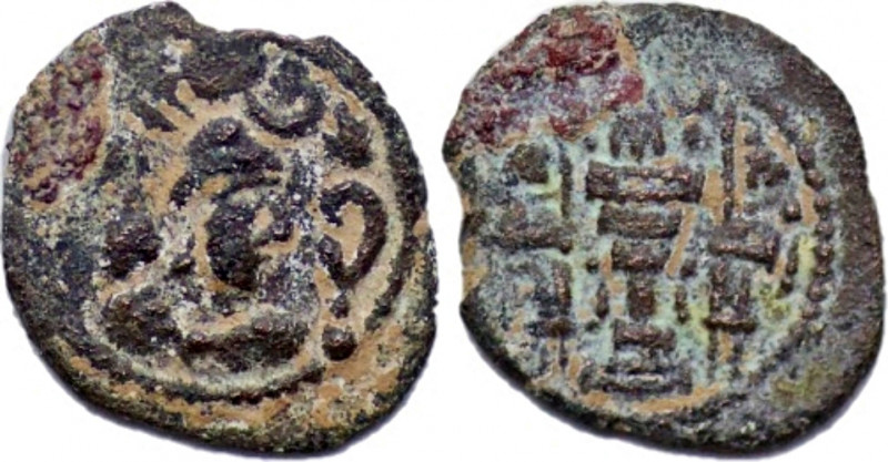 SASANIAN EMPIRE, Yazdgard I, AD 399-420. Æ Pashiz (1.74g/ 14mm). Bust of Yazdgar...