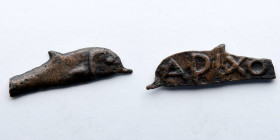 GREEK: Scythia, Olbia, c. 437-410 BC, Cast AE37 (3.14 gm). Obverse: Dolphin right. Reverse: APIXO, ethnic on blank surface. Anokhin 179. SNG BM Black ...