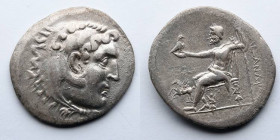 GREEK: Macedonia, Alexander III the Great, 169-168 BC (CY 5), AR Tetradrachm (31-34mm, 16.10g), Caria, Alabanda. Obverse: Head of Herakles right weari...