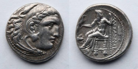 GREEK: Macedonia, Philip III Arrhidaios, AR Drachm (17mm, 4.27gm 12h). ) Struck under Menander or Kleitos, in the name and types of Alexander III. Mag...