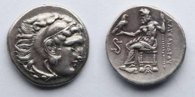 GREEK: Macedonia, Alexander III, 336-323 BC, AR Drachm (19mm, 4.25g). Early posthomous issue. Nice, even gray toning. Extremely Fine.