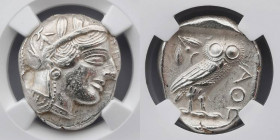 GREEK: Attica, Athens, c. 440-404 BC, AR Tetradrachm (25mm, 17.16g, 1h), NGC AU 4/5 - 3/5. Mid-mass coinage issue. Head of Athena right, wearing earri...