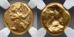 GREEK: Achaemenid Empire, Persia, c. 5th cent. BC, AV Gold Daric (15mm, 8.35g), NGC XF, 5/5, 4/5. Obverse: Dareios I to Xerxes II. Persian king or her...
