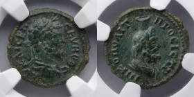 ROMAN PROVINCIAL: Nicopolis in Moesia, Septimius Severus, AD 193-211, AE18, NGC XF. Comment: Light Scratches. Obverse: Bust of Septimius Severus, righ...