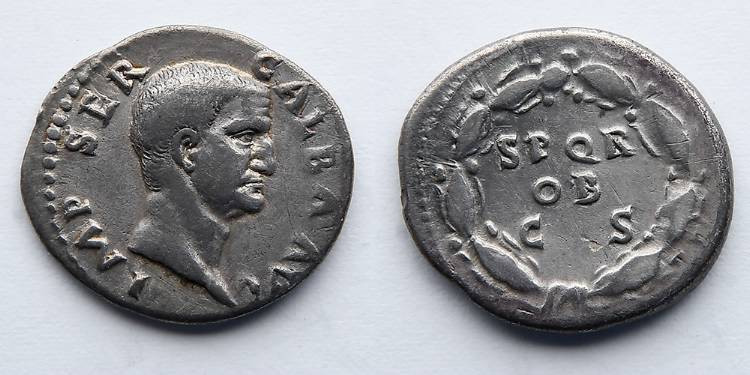 ROMAN EMPIRE: Galba, AD 68-69, AR Denarius (3.3g). Rome Mint. Obverse: Bare head...