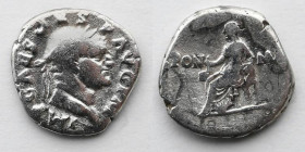 ROMAN EMPIRE: Vespasian, AD 69-79, AR Denarius (3.2g), Pax seated, Pon M (for Pontif Maximus) Across. Fine to VF.