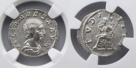 ROMAN EMPIRE: Julia Maesa, AD 218-224/5, AR Denarius (2.62g), NGC Ch XF, 4/5, 3/5. Rome, AD 218-222. IVLIA MAESA AVG, draped bust of Julia Maesa right...