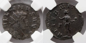 ROMAN EMPIRE: Gallienus, AD 253-268, BI Antoninianus (20mm, 6h), NGC MS, Rome, AD 265-267. GALLIENVS AVG, laureate head of Gallienus right / AETERNITA...